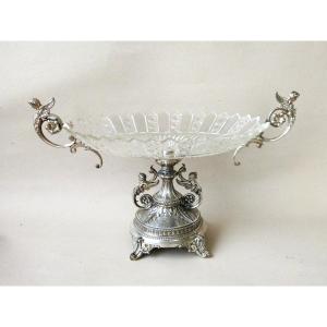 Large Centerpiece Planter Sterling Silver And Crystal Cherub Decor