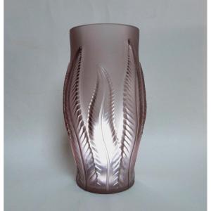 Art Deco Vase In Molded Pressed Glass Georges Chevalier For René Goro 