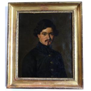 Portrait Of Young Man In Student Uniform Oil On Canvas Restoration Period 