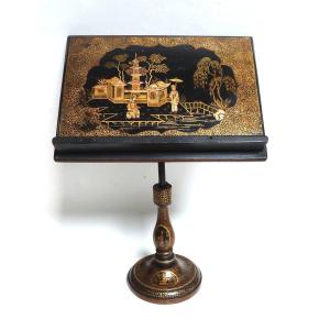 Rare Table Lectern In Black Lacquer And Gold Chinese Decor Napoleon III 19th 
