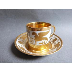 Pierre Louis Dagoty Paris Porcelain Cup Gold Decor 19th Century Empire Period
