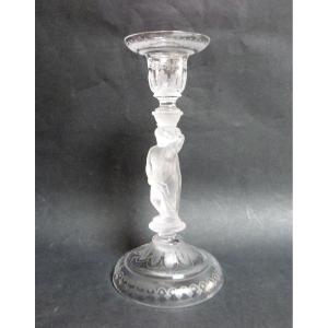 Crystal Candle Holder Attributed To Baccarat Mid-19th Century Rare Model