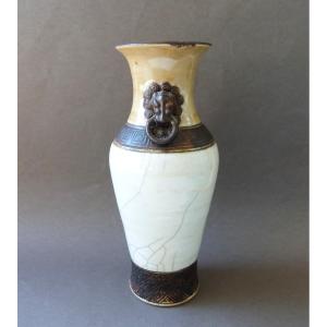 19th Century Chinese Nanking Porcelain Vase, Cracked Ge 