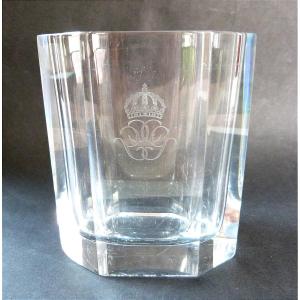Olle Alberius - Orrefors Royal Monogram Crystal Vase Swedish Crown 