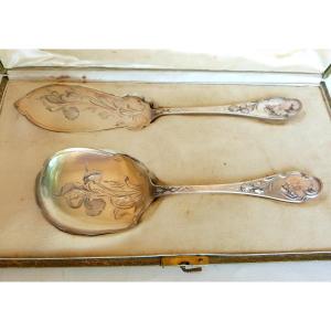 couverts de service à glace argent massif art nouveau