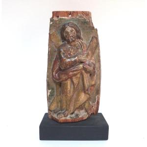 Saint Andrew, Carved, Gilded, Polychrome Wood, Spain, 17th Century 