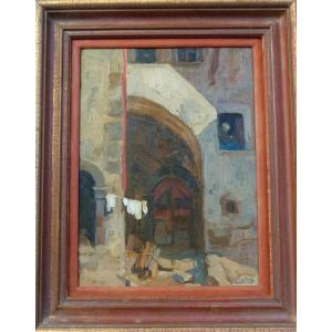 Ferrucio Scattola huile sur panneau Italie début XXeme 