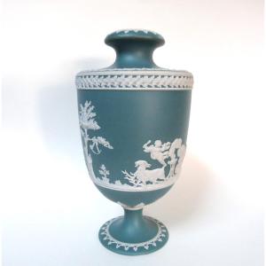 Rare 19th-century Wedgwood Jasperware Vase In Blue-green 