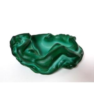 Hoffmann & Schlevogt vide poche en verre malachite à décor de femme 