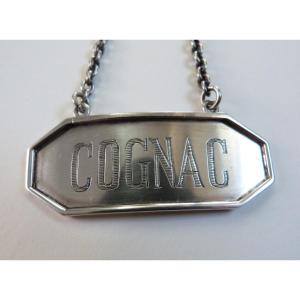 Etiquette en argent massif Cognac Inde Raj Britannique Hamilton & Co