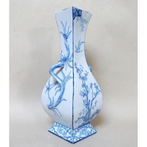 Emile Gallé pour Saint Clément vase en faïence à décor japonisant 