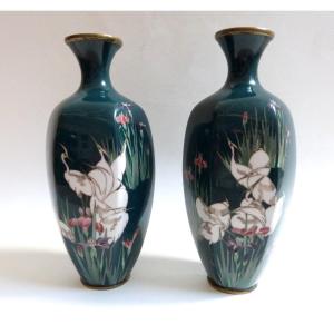 Meiji Period, Japan: Pair Of Cloisonné Enamel Vases