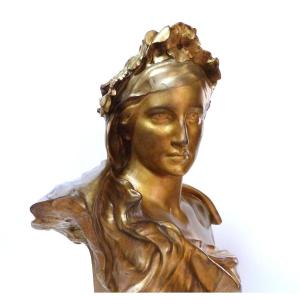 Gustave Michel Buste de la pensée bronze doré fonte Susse frères 