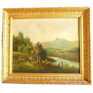 C. Lion, 19th-century Oil On Canvas Landscape