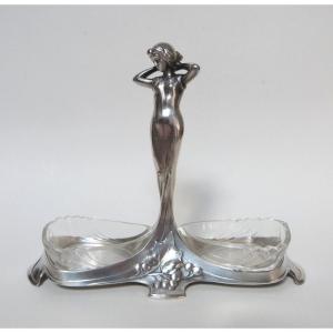Wmf Art Nouveau Salt Shaker In Silver-plated Metal 