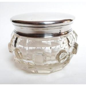 pot couvert argent massif et cristal taillé début du XXeme