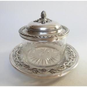 Risler & Carré Paris Solid Silver And Crystal Butter Dish