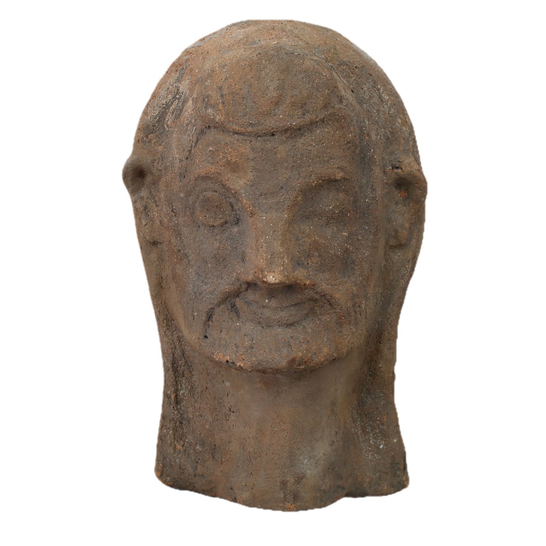 Tête votive étrusque en terre cuite creuse — certificat + test QED + expertise