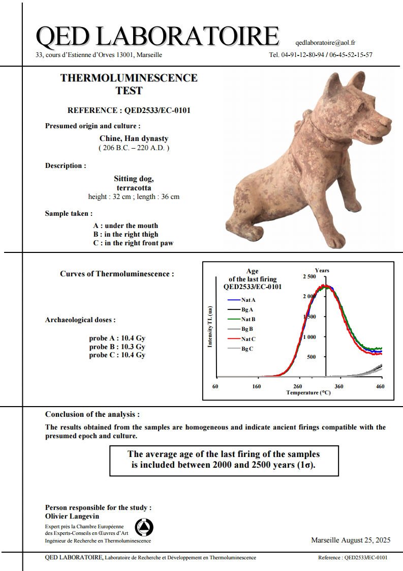 Chien Han assis — Certificat d’authenticité (TL)-photo-3