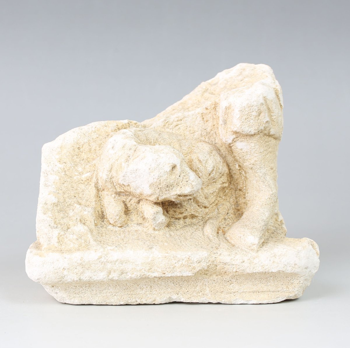 Roman Fragment With Dog And Draped Leg — Domestic Relief With Certificate Of Authenticity-photo-2