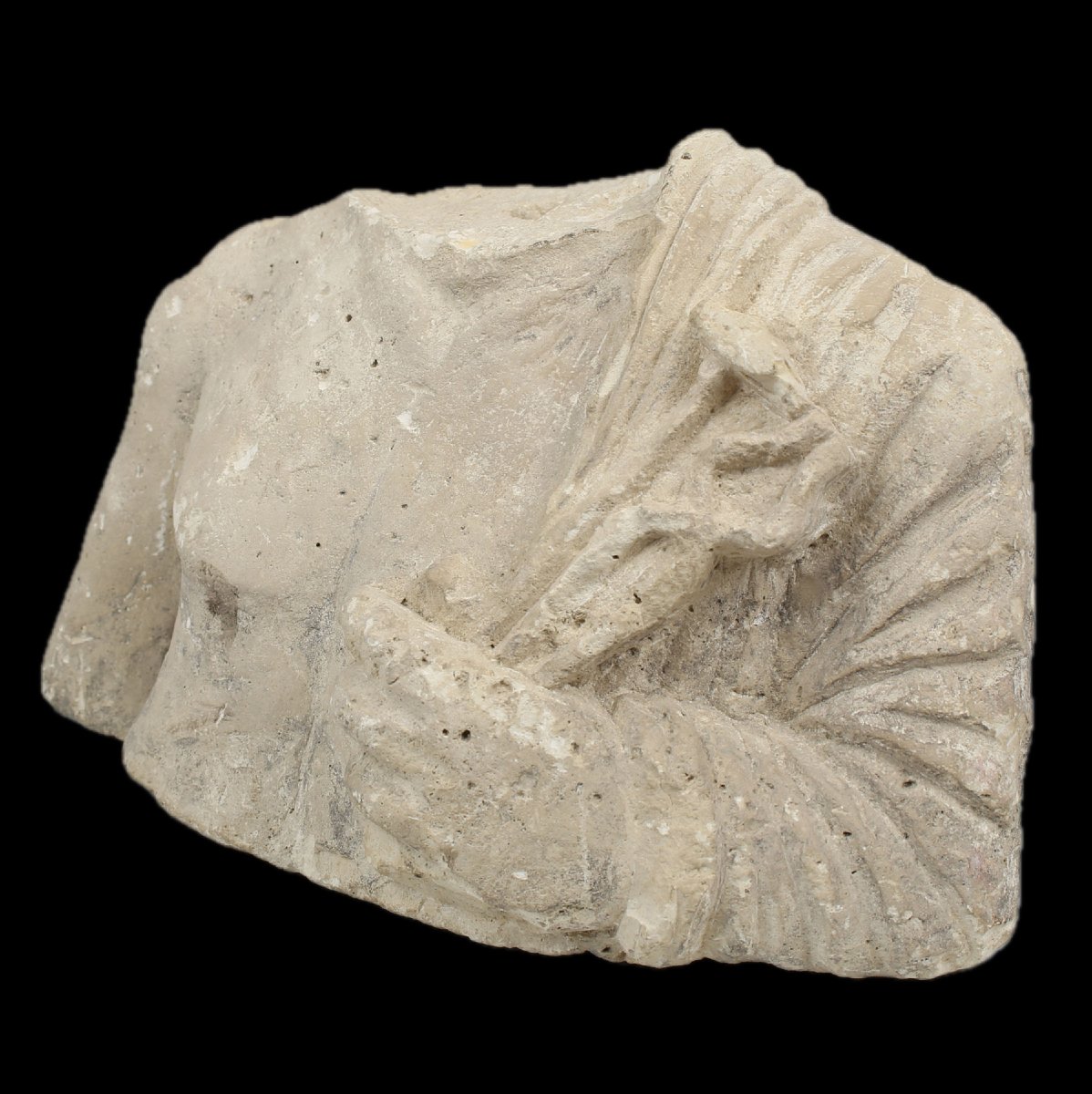 Roman Limestone Bust Of Vulcan — Workshop Power With Certificate Of Authenticity-photo-2