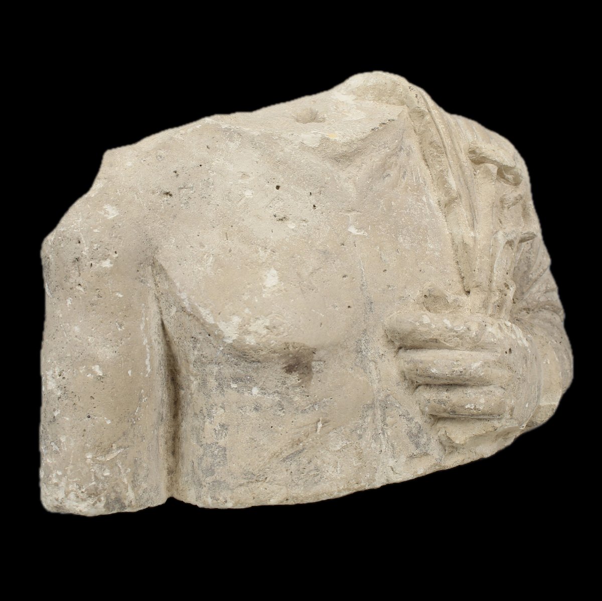 Roman Limestone Bust Of Vulcan — Workshop Power With Certificate Of Authenticity-photo-3