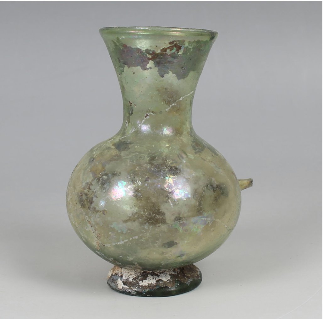 Bouteille romaine à bec verseur en verre — irisations antiques avec certificat d’authenticité-photo-3