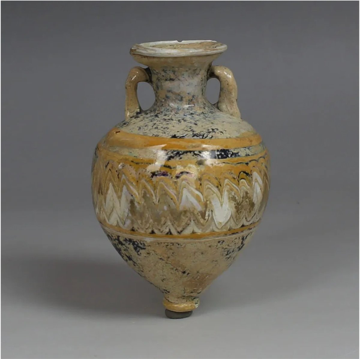 Amphorisque grec en verre marbré – avec certificat d’authenticité-photo-2