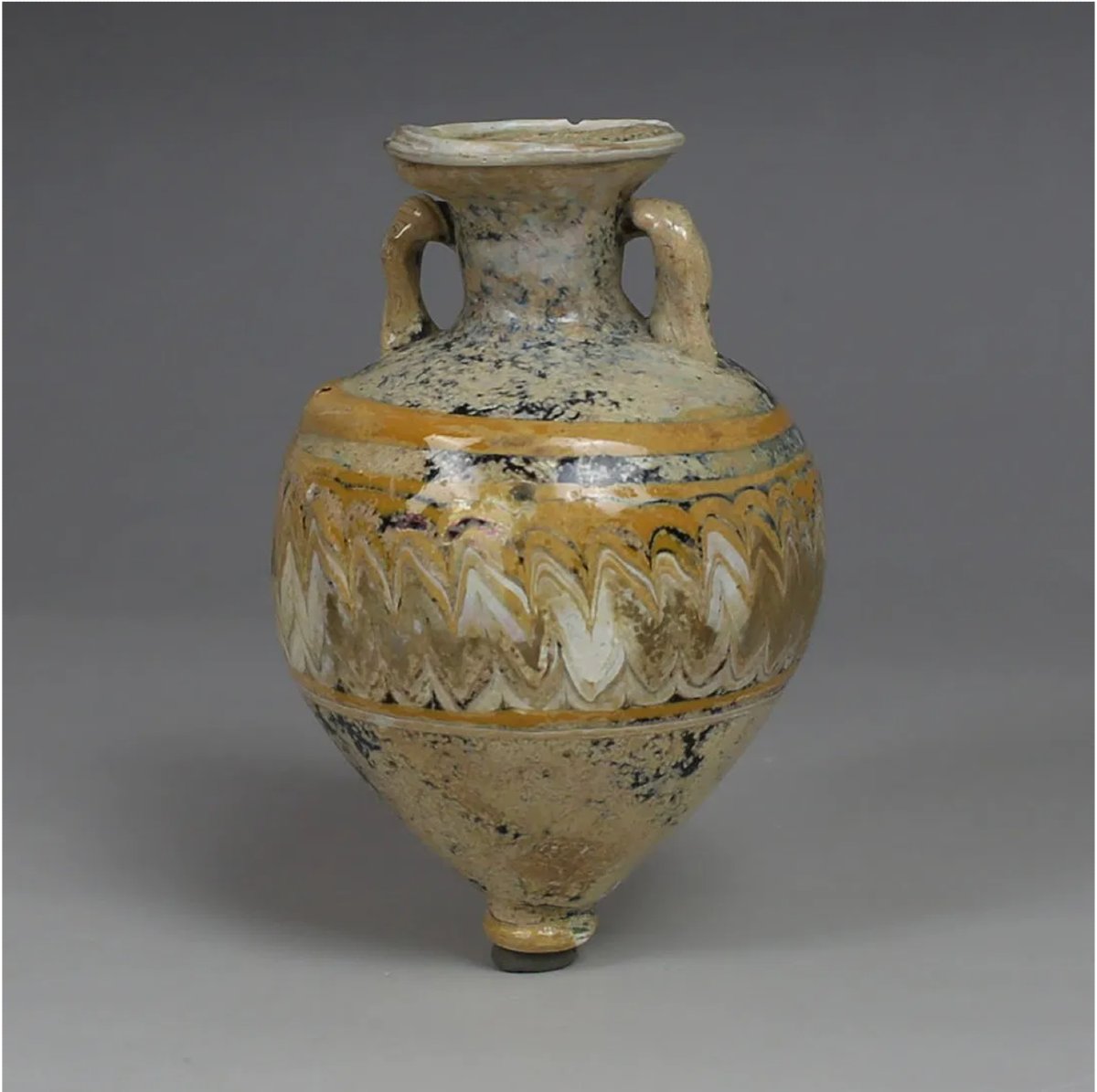 Amphorisque grec en verre marbré – avec certificat d’authenticité-photo-4