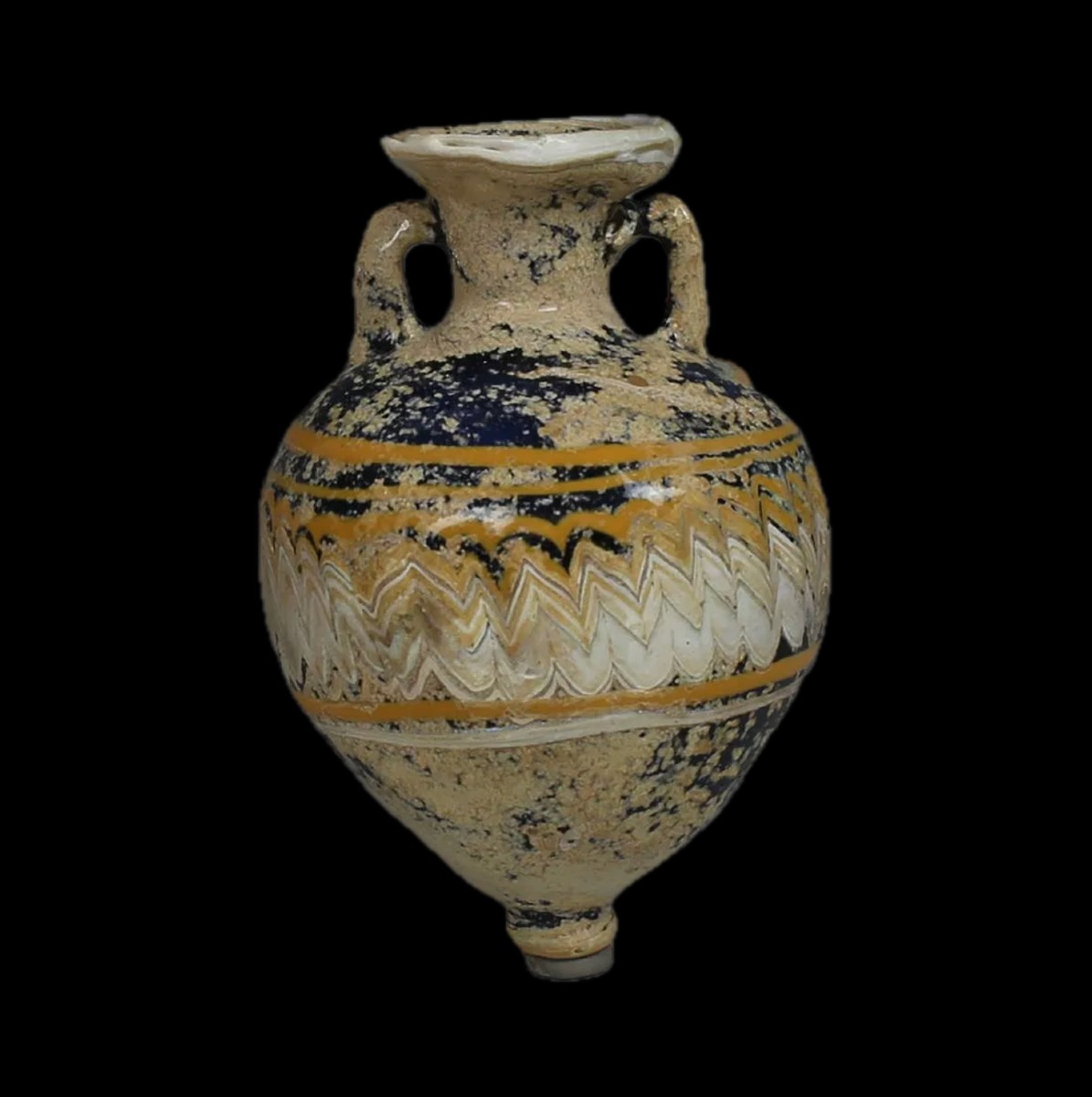 Amphorisque grec en verre marbré – avec certificat d’authenticité