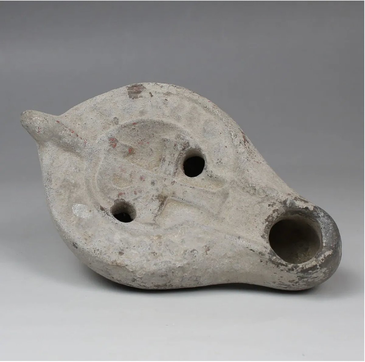 North African Lamp With Paleo-christian Symbol (5th–7th C. Ad) With Certificate Of Authenticity-photo-2