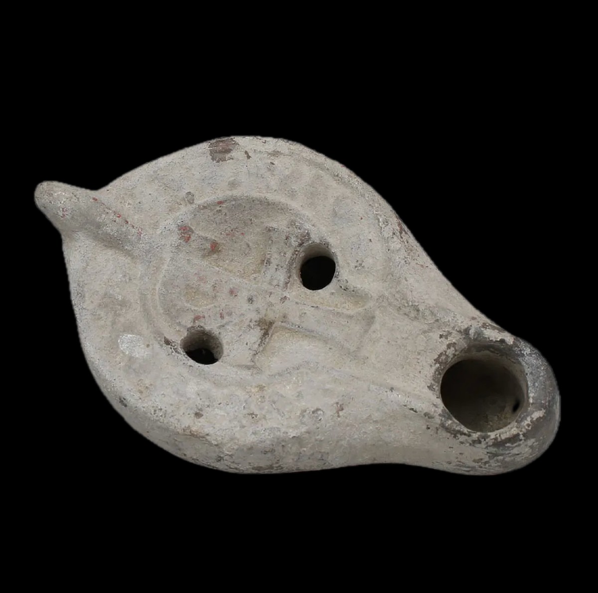 North African Lamp With Paleo-christian Symbol (5th–7th C. Ad) With Certificate Of Authenticity