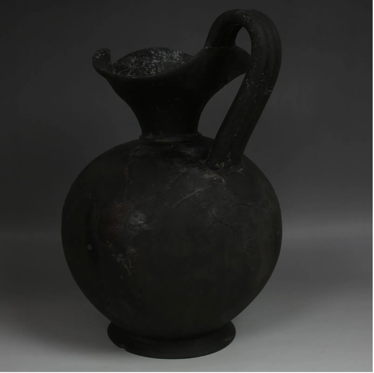 Grande Œnochoé Étrusque Bucchero Nero (29cm) – Certificat d’authenticité-photo-3