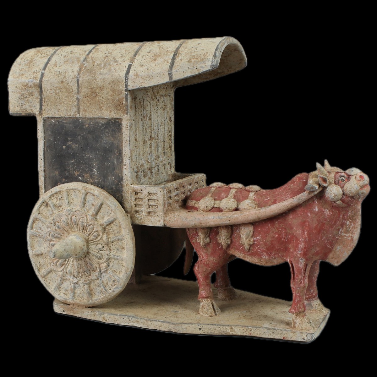 Diorama Ox-drawn Cart In Terracotta, China, Northern Qi Dynasty, Tl Test & Certificate