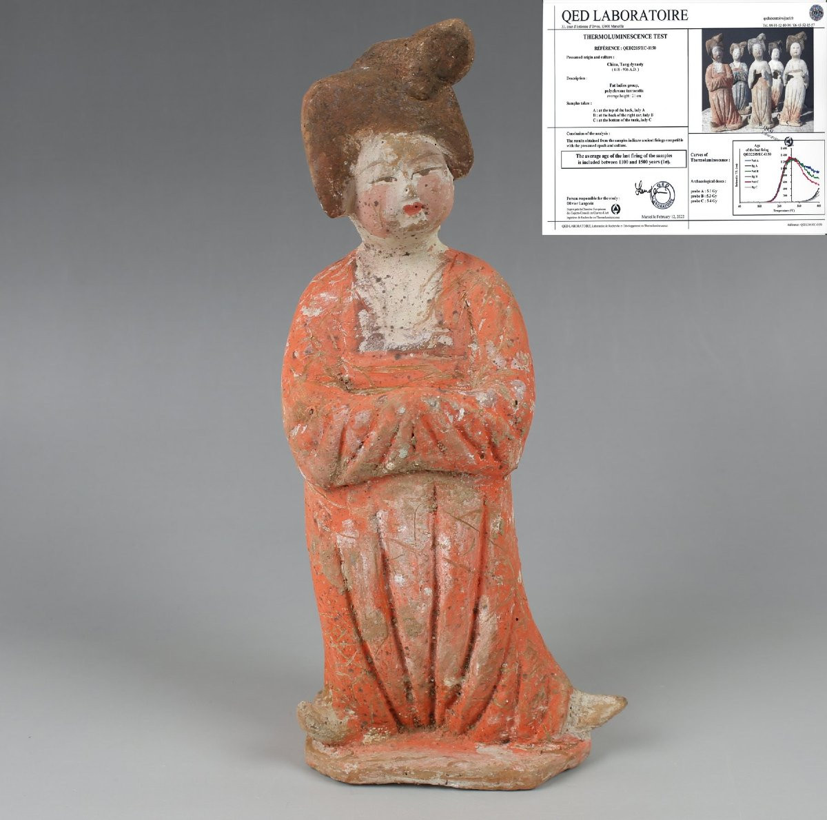 Tang Dynasty Court Lady Statuette – Certificate Of Authenticity And Qed Test-photo-2