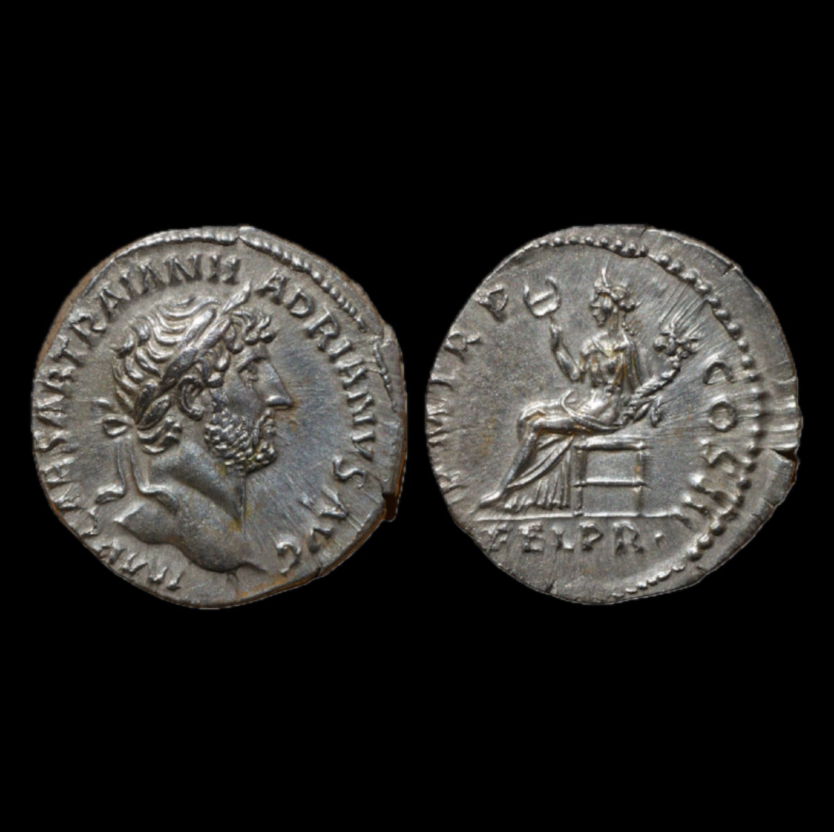 Rare denier d’Hadrien à Felicitas — Certificat d’authenticité