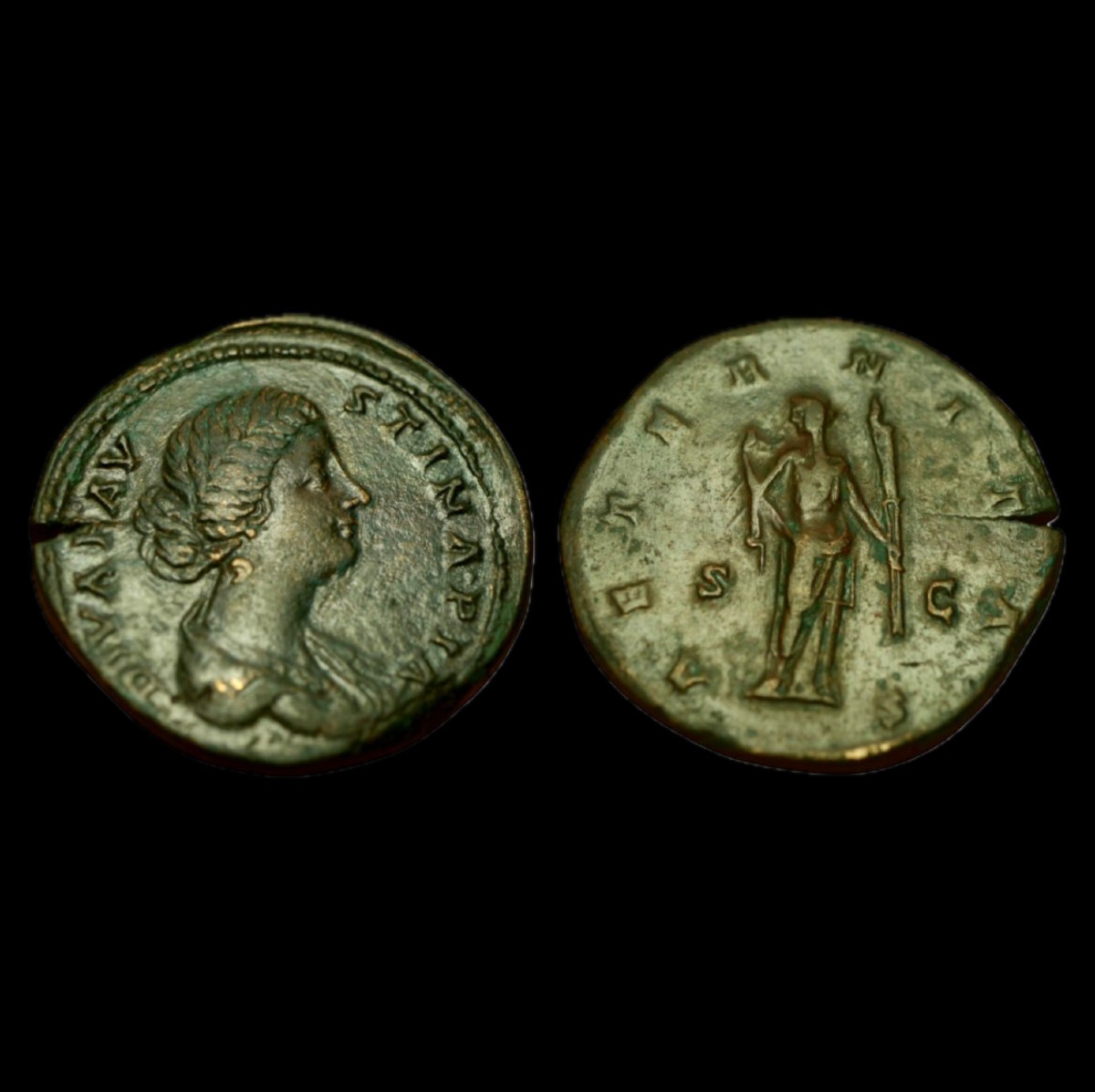 Rare sesterce posthume de Faustine II — Certificat d’authenticité