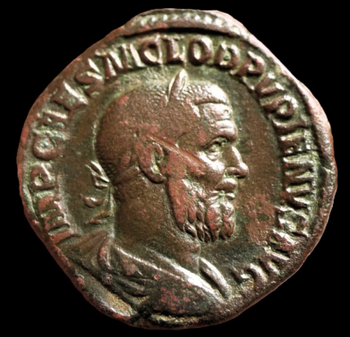 Rare Sestertius Of Pupienus With Victory — Certificate Of Authenticity-photo-2