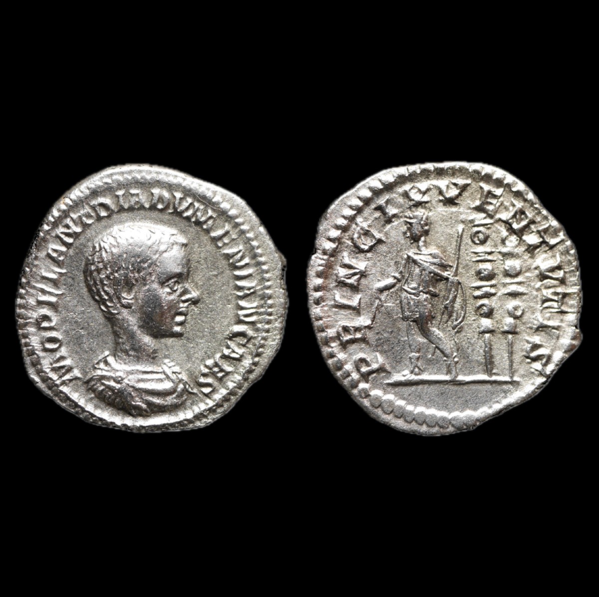 Diaduménien César — Denier PRINC IVVENTVTIS, Rome 217 — Certificat d’authenticité