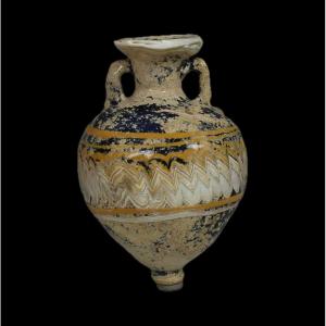 Amphorisque grec en verre marbré – avec certificat d’authenticité