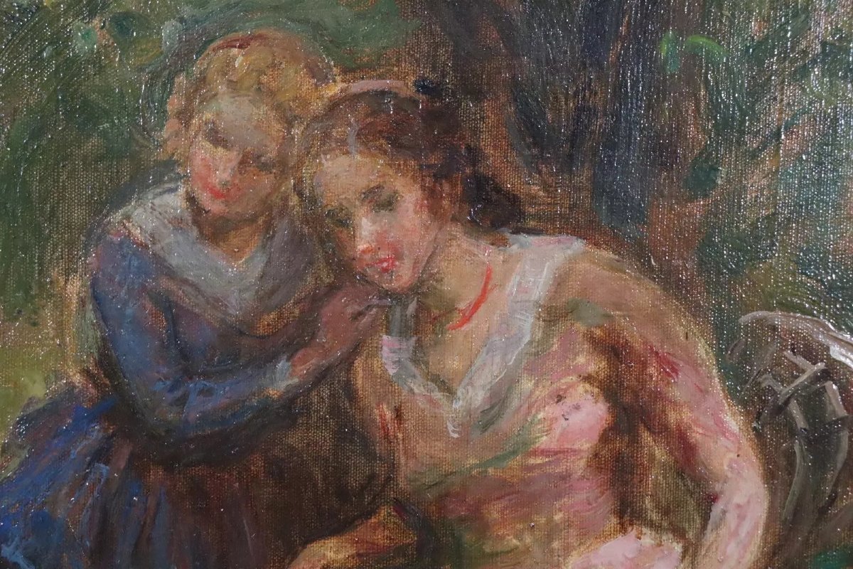 Une Belle Surprise 94x75cm Peinture à l'Huile Signée Imre Gergely (1868-1914)-photo-1