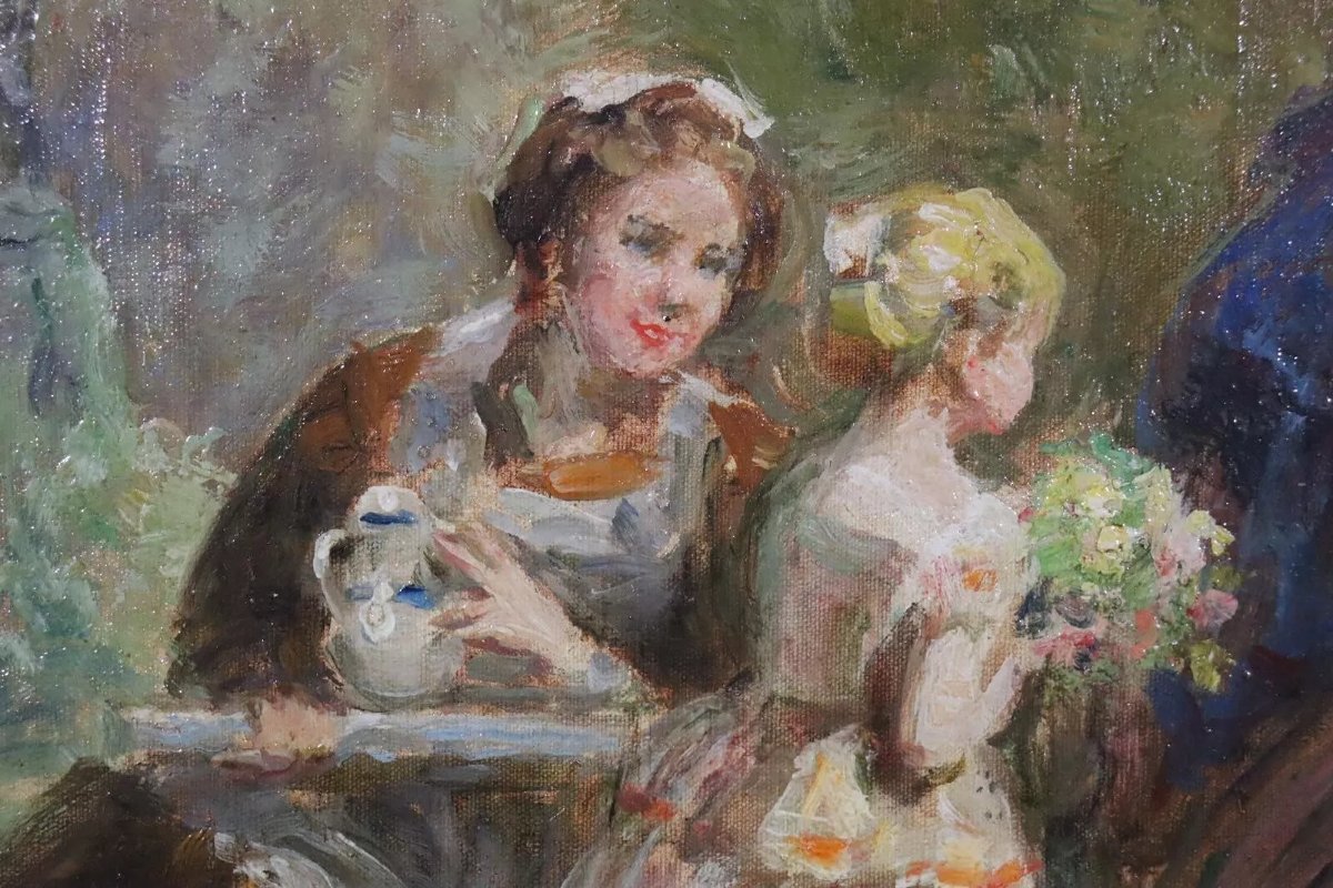 Une Belle Surprise 94x75cm Peinture à l'Huile Signée Imre Gergely (1868-1914)-photo-2