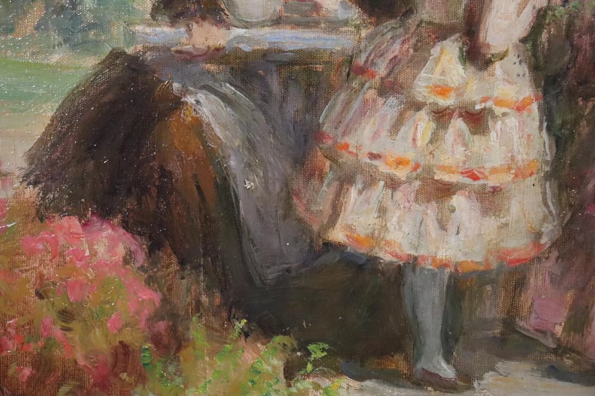 Une Belle Surprise 94x75cm Peinture à l'Huile Signée Imre Gergely (1868-1914)-photo-5