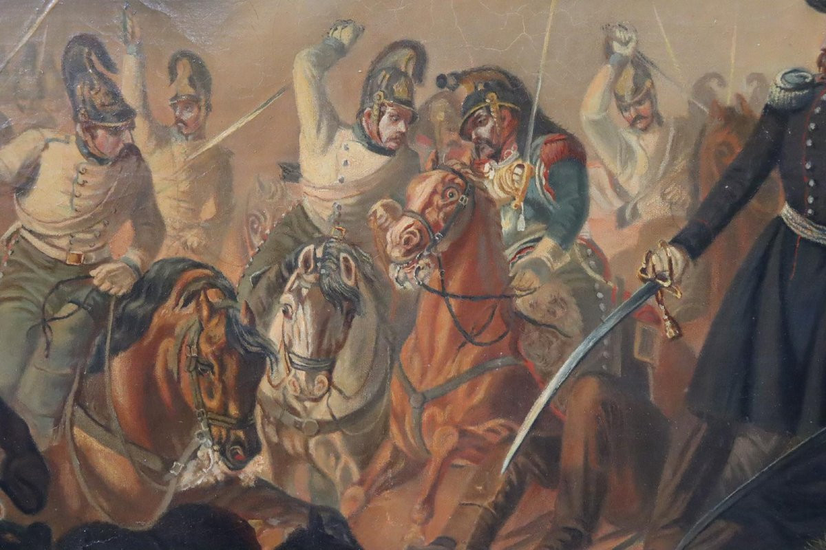 "the Fall Of Blücher" Battle Scene 140x105cm Unsigned Oil Painting 19th Century-photo-6