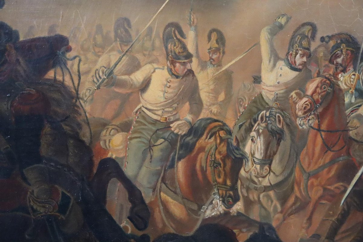 "the Fall Of Blücher" Battle Scene 140x105cm Unsigned Oil Painting 19th Century-photo-7