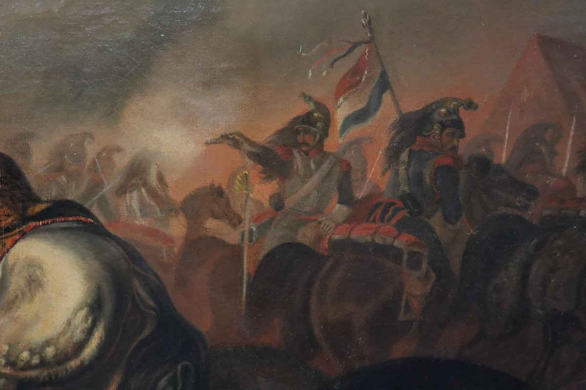 "the Fall Of Blücher" Battle Scene 140x105cm Unsigned Oil Painting 19th Century-photo-8