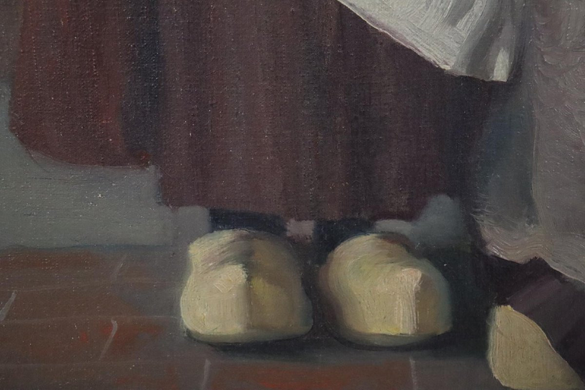 Le Petit Secret Peinture à l'Huile Signée Karl Weise (1890-1947)-photo-5