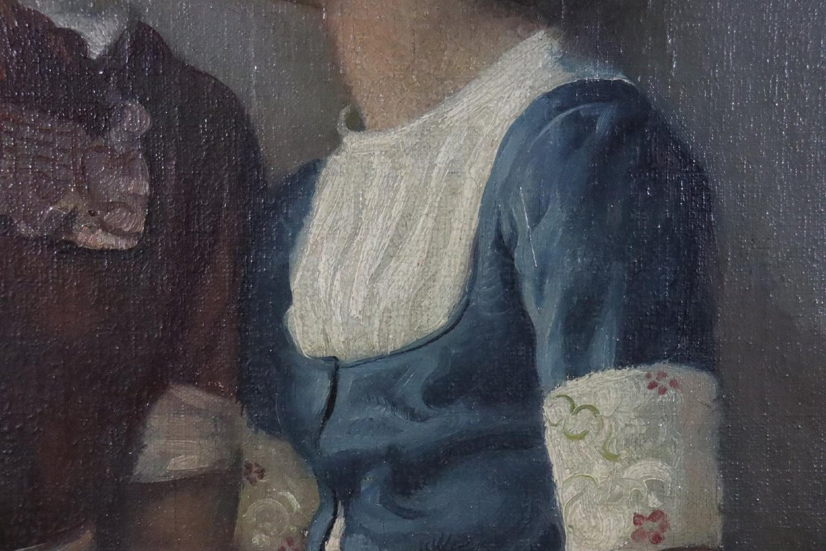 Le Petit Secret Peinture à l'Huile Signée Karl Weise (1890-1947)-photo-7