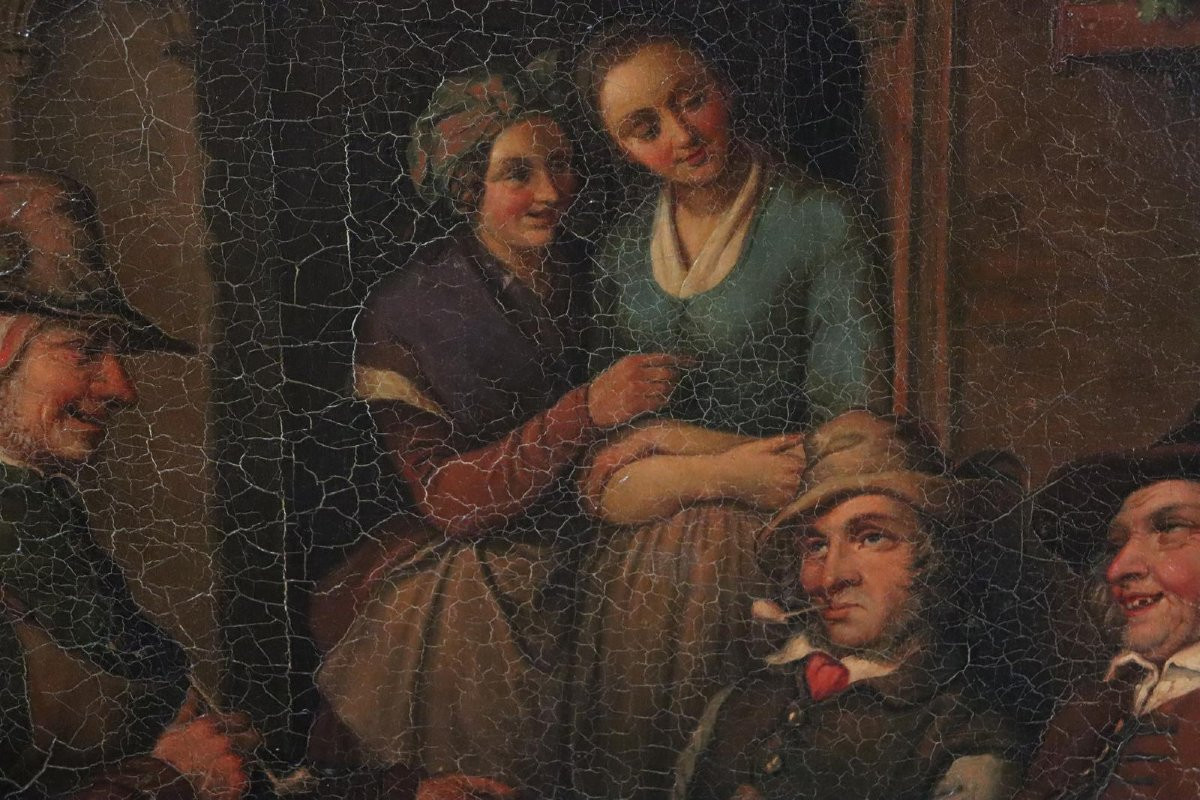 Le festin du soir peinture à l'huile signée Gustav Friedrich Baumgarten (1795-1855) datée 1846-photo-1