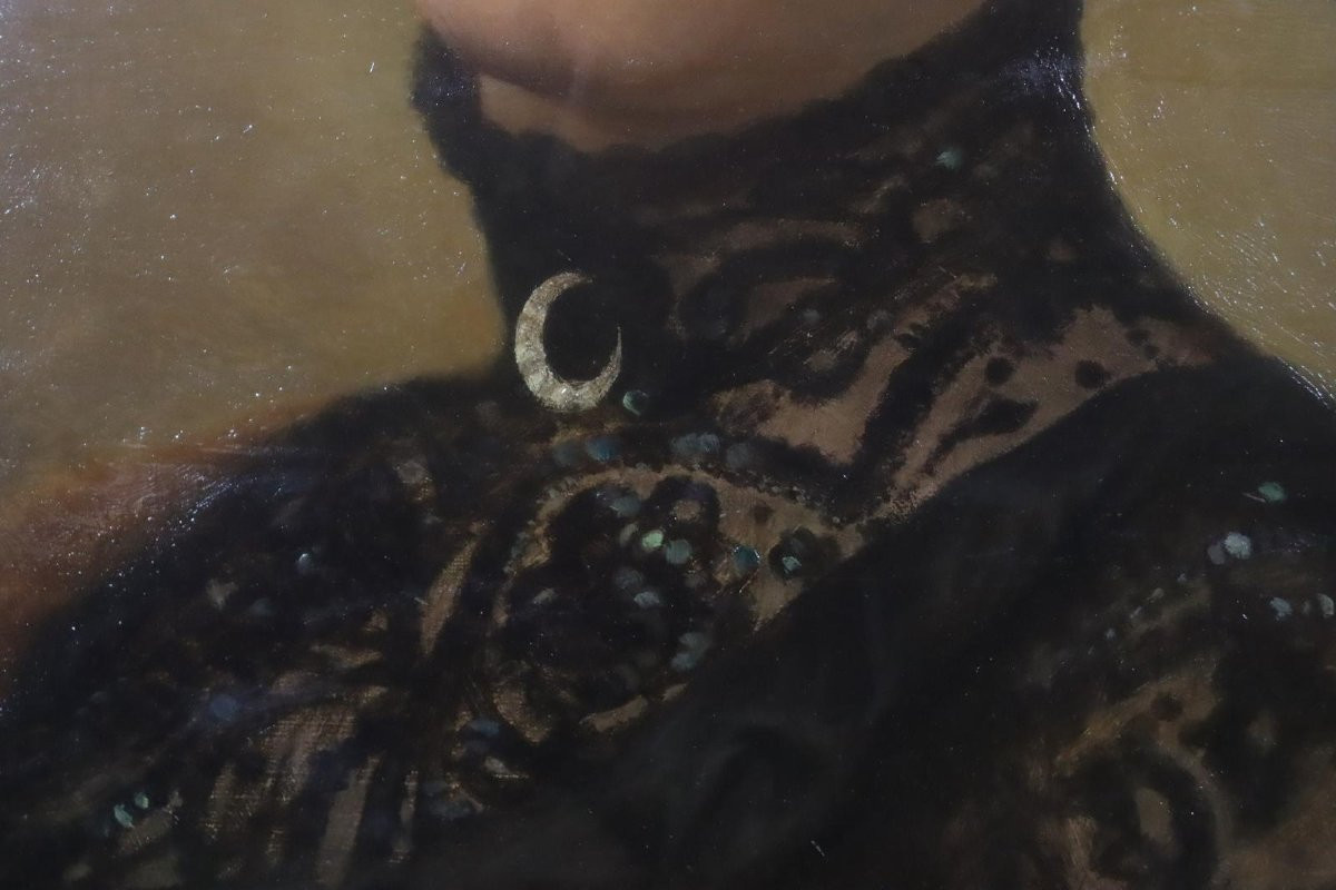 Portrait Of A Lady 78x67cm Oil Painting Signed Ernest émile Lemenorel (*1848)-photo-4